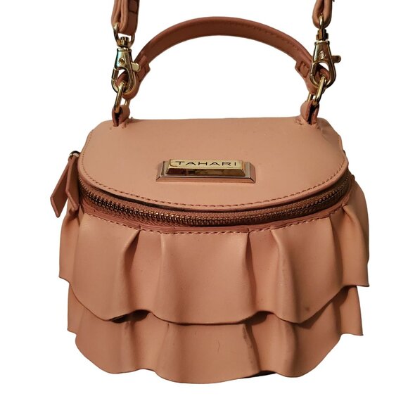 Tahari ASL Pink Ruffle Crossbody Purse w/ Removable Strap - Picture 1 of 7